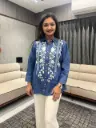 Indigo Bloom Embroidered Denim Shirt