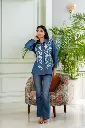 Indigo Bloom Embroidered Denim Shirt