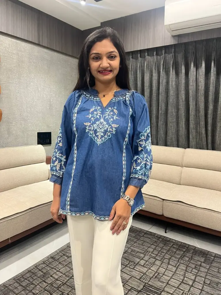 Indigo Grace Embroidered Denim Tunic