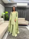 Pistachio Glow Handwork Indo-Western Sharara Set