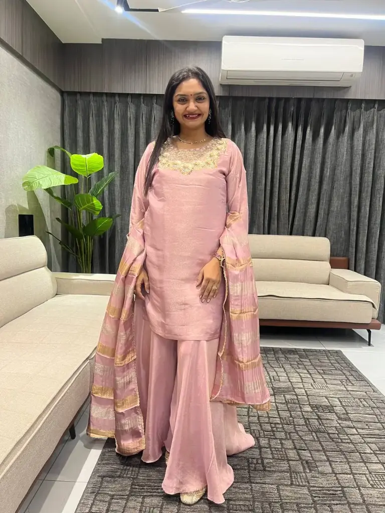 Blush Noor Handwork Indo-Western Sharara Set