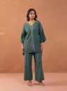 LOUIS GREEN HAND EMBROIDERED CO-ORD SET