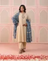 TARANG ELEGANT BEIGE KURTA SET WITH CONTRAST DUPATTA