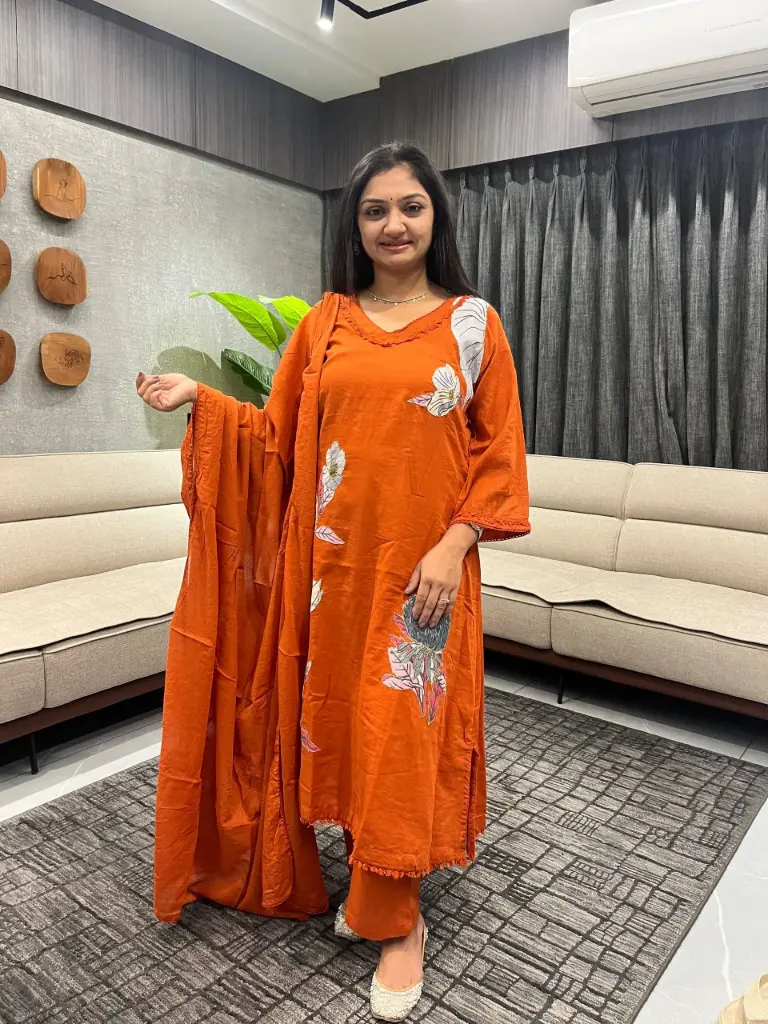 Aarna Amber Bloom Cotton Kurta Set