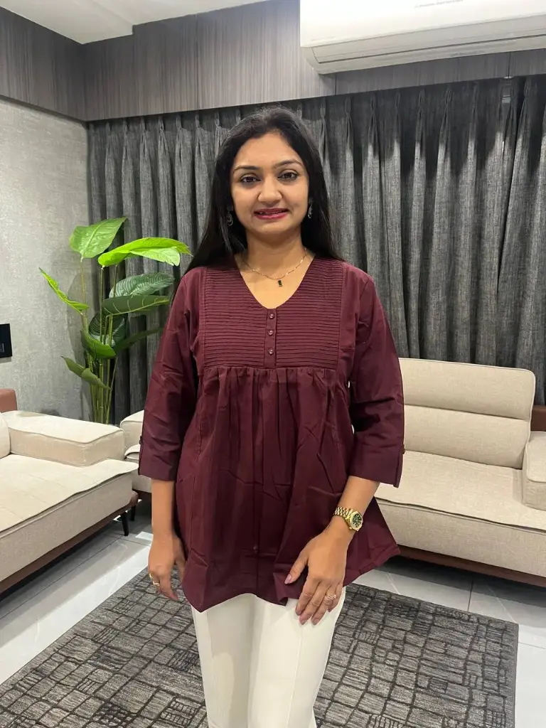 Riva Wine Pintuck Cotton Top