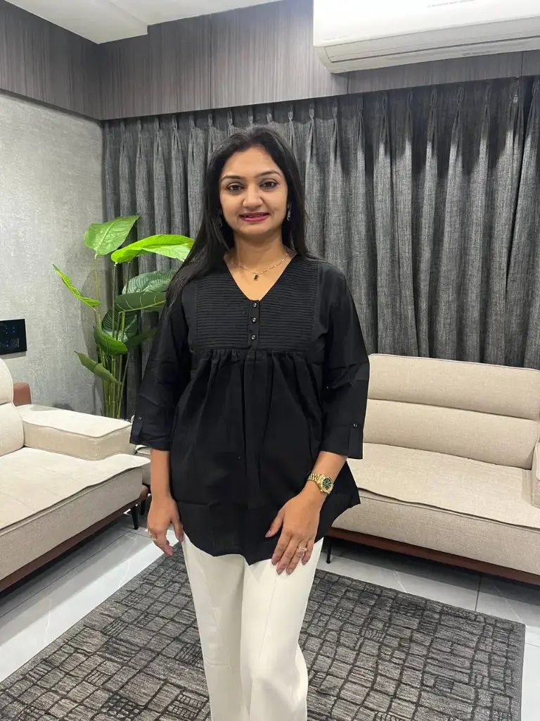 Aira Black Pintuck Cotton Top