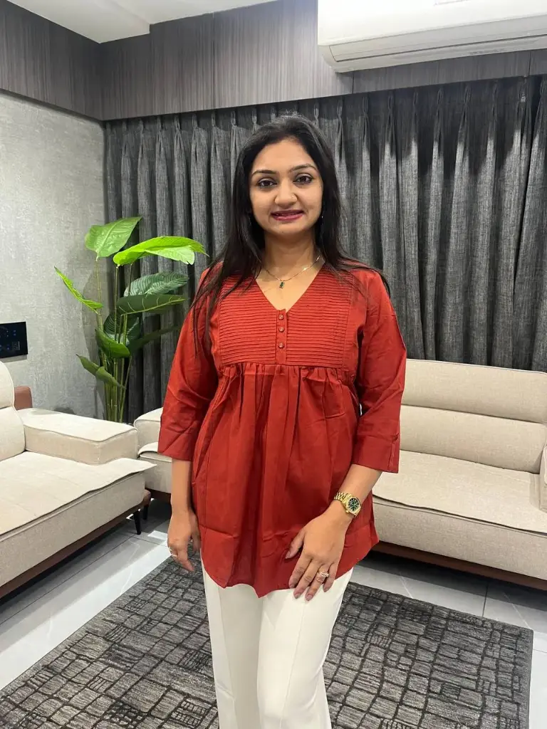 Aarohi Rust Pintuck Cotton Top