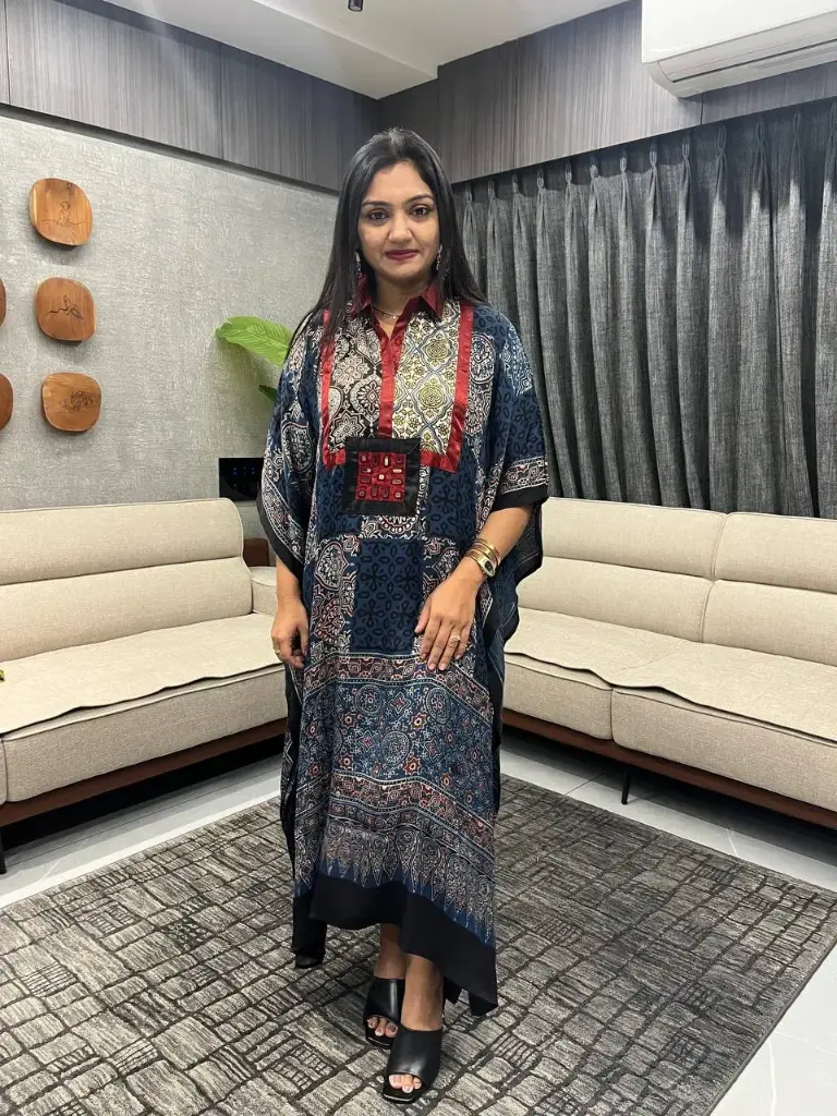 Midnight Indigo Heritage Modal Silk Kaftan