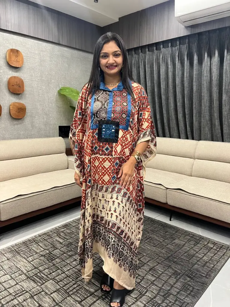 Ivory Terracotta Heritage Modal Silk Kaftan