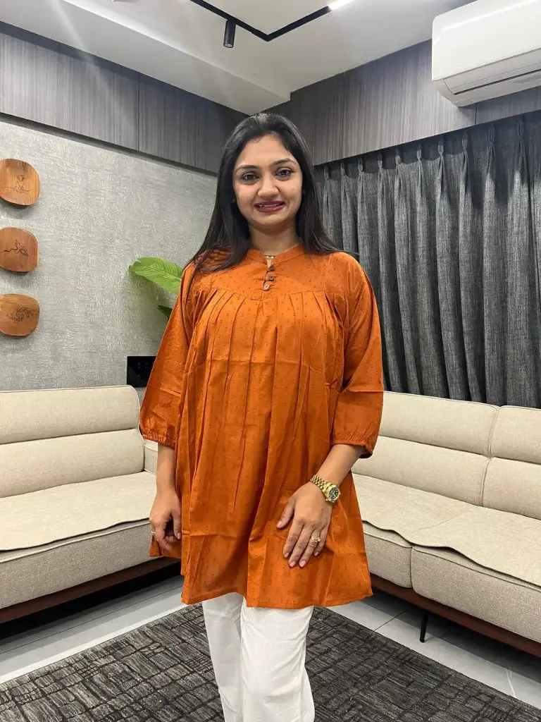 Rust Glow Dobby Cotton Tunic