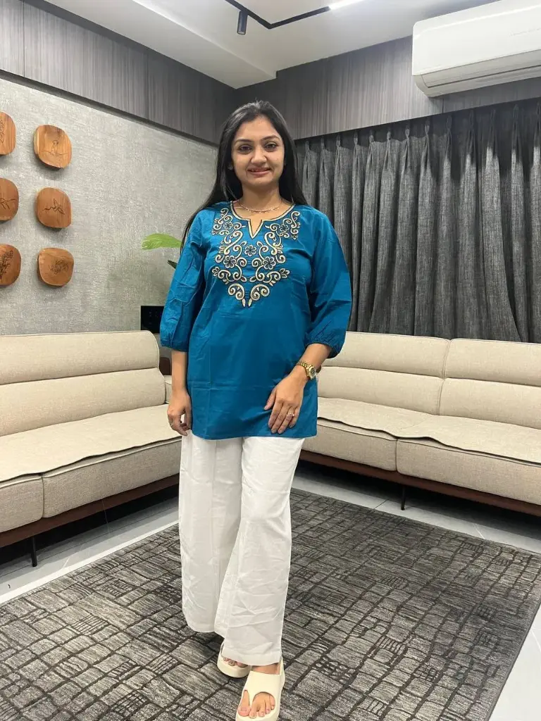 Ocean Grace Embroidered Cotton Tunic