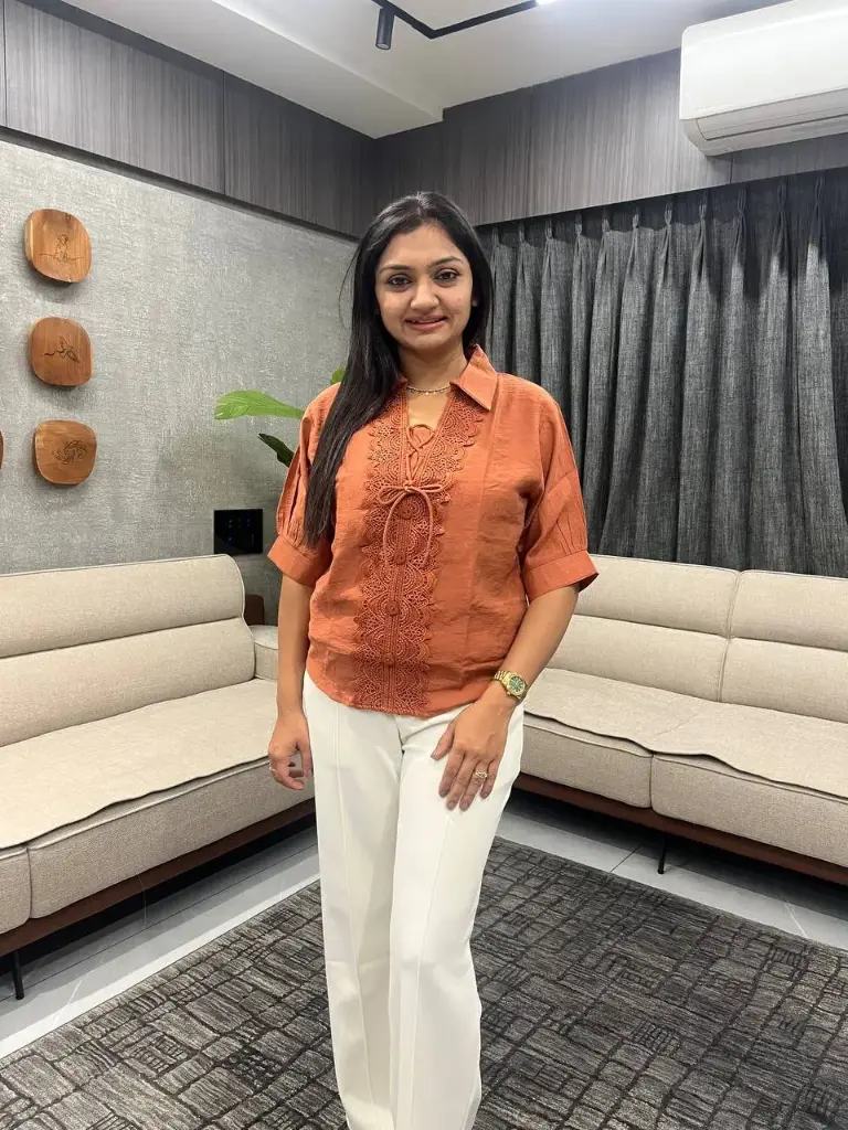 Rust Lace Charm Linen Top