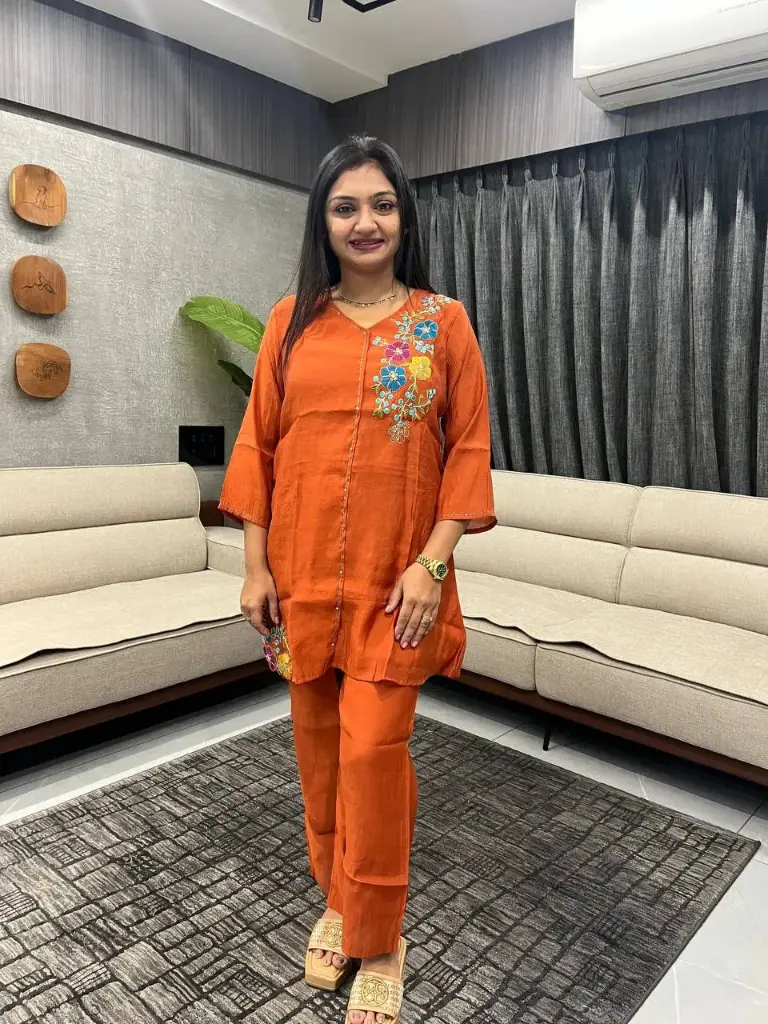 Rust Bloom Embroidered Co-ord Set