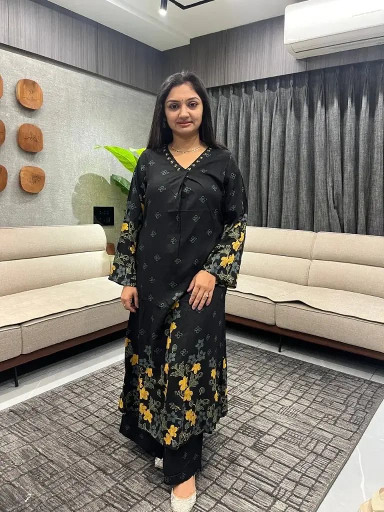 Midnight Bloom Printed Kurta Set