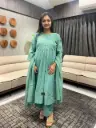 Mint Green Cotton Embroidered Kurta Set