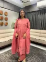 Rose Pink Pure Cotton Embroidered Kurta Set