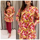 Red & Mustard Floral Cotton Flex Printed Co-Ord Set