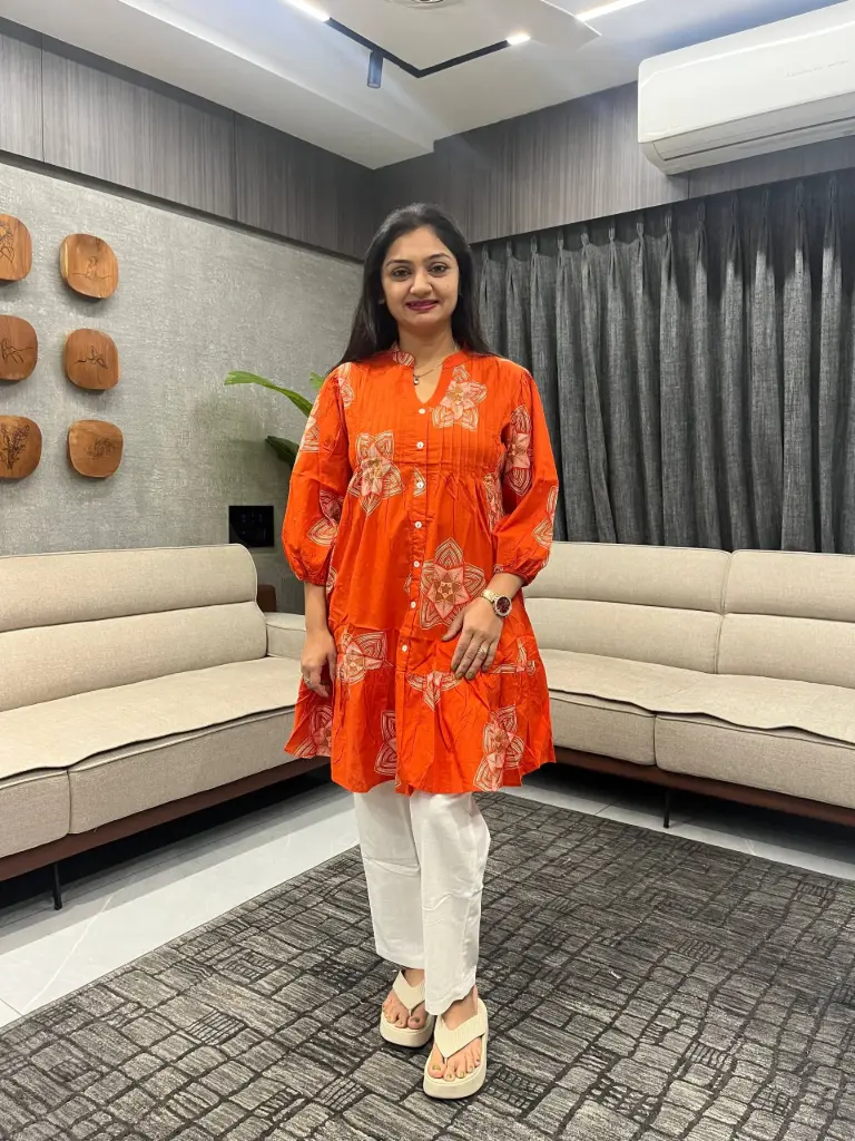 Sunset Bloom Printed Cotton Tunic