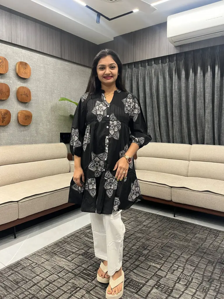 Midnight Bloom Printed Cotton Tunic