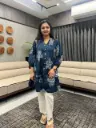 Indigo Floral Print Cotton Tunic
