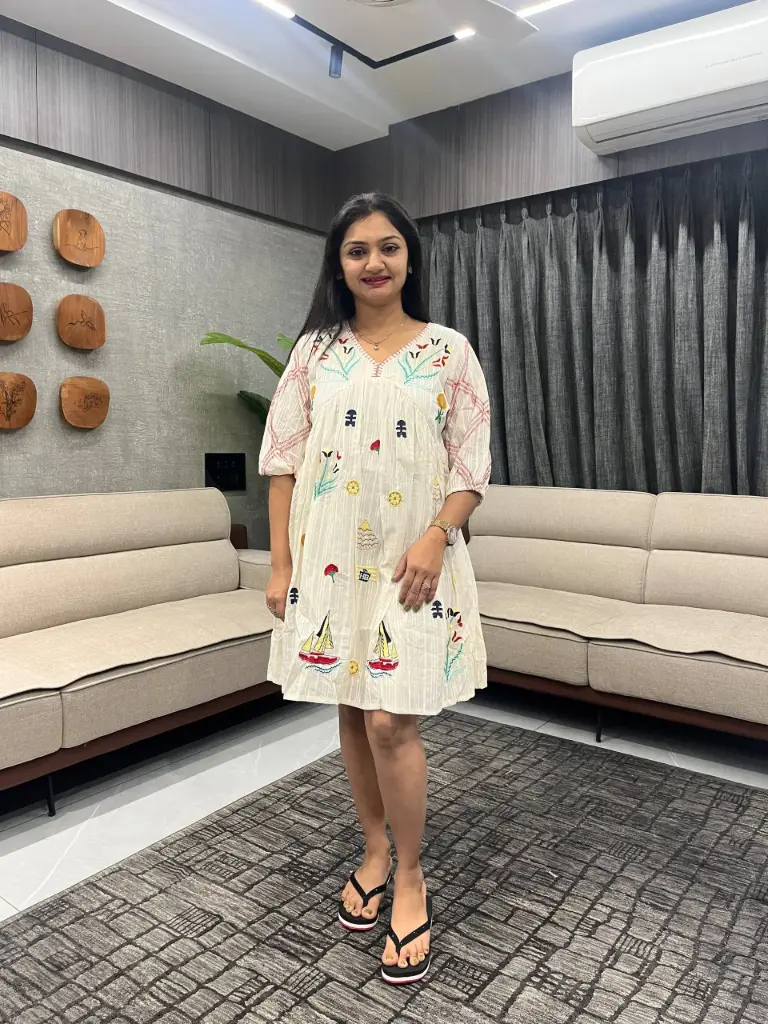 Ivory Embroidered Cotton Tunic