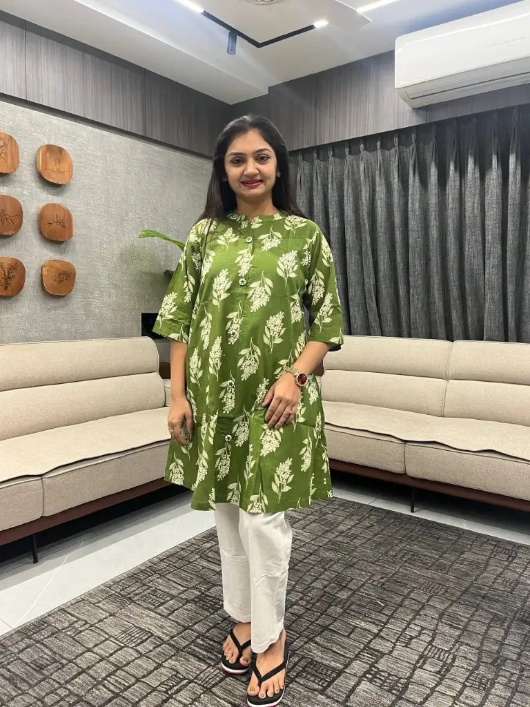 Olive Bloom Cotton Tunic