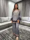 Grey Kashmira Print Viscose Muslin Co-Ord Set