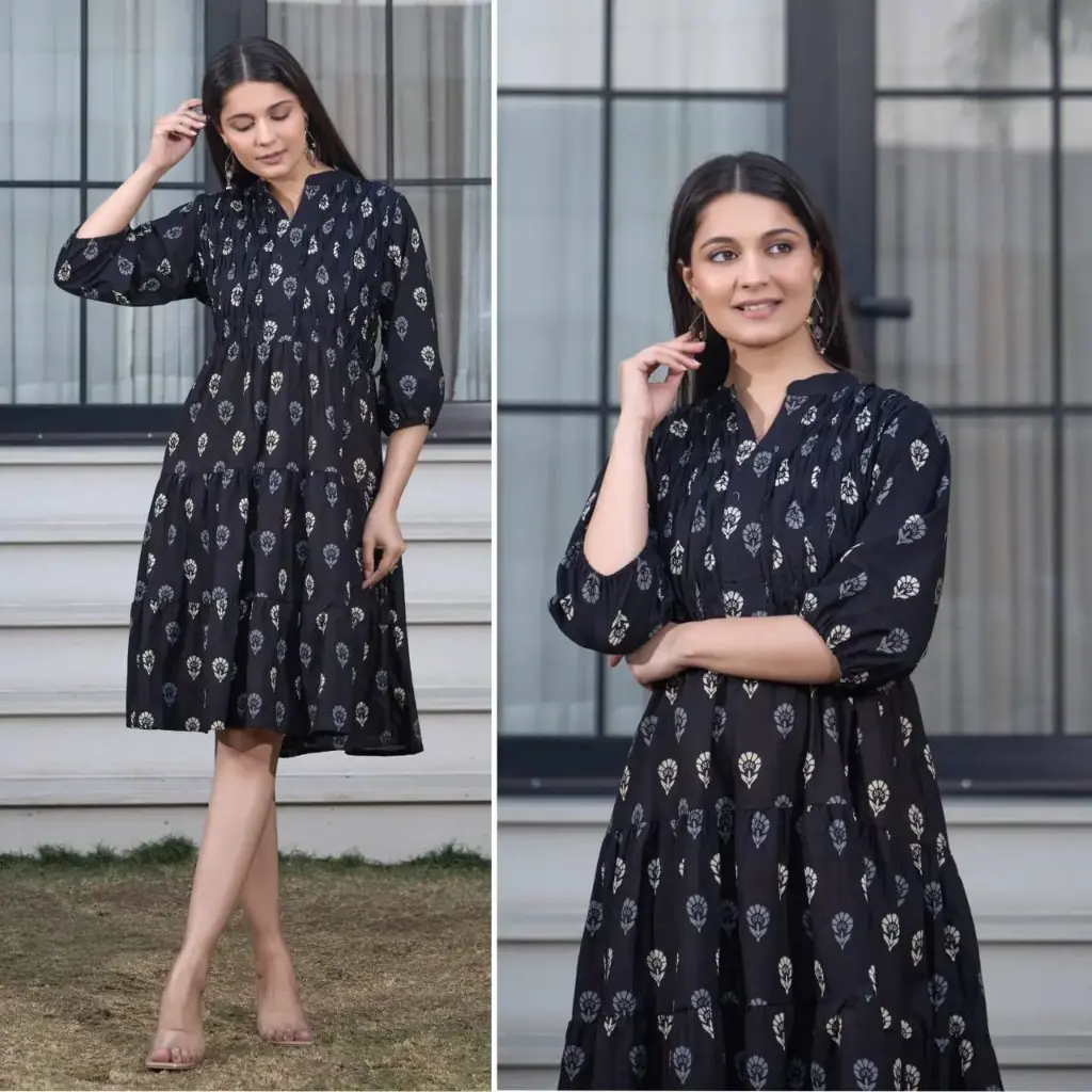 Midnight Bloom Printed Cotton Tunic