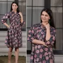 Indigo Bloom Printed Cotton Tunic