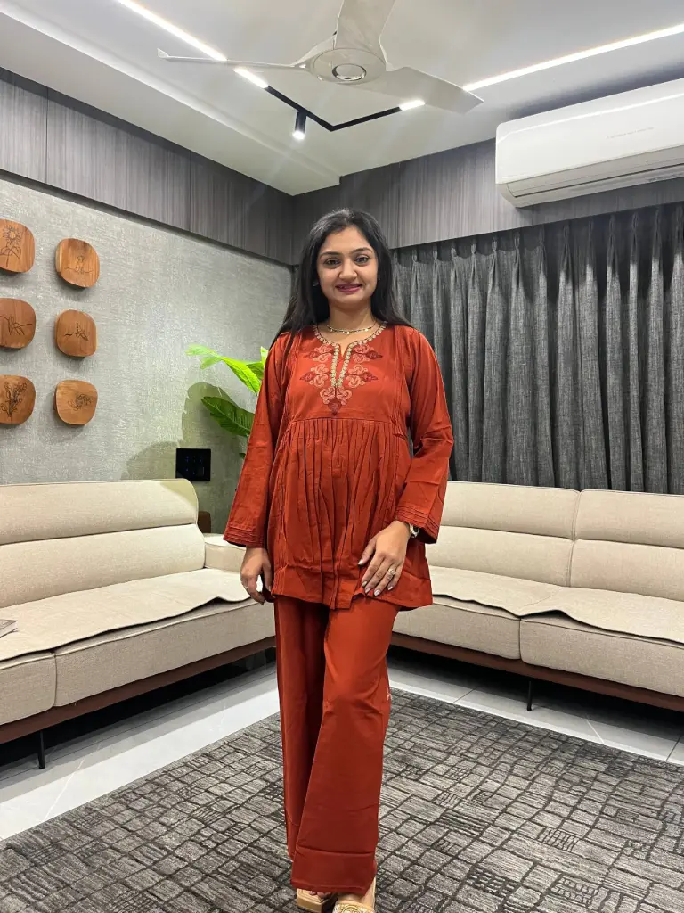 Rust Grace Embroidered Co-Ord Set