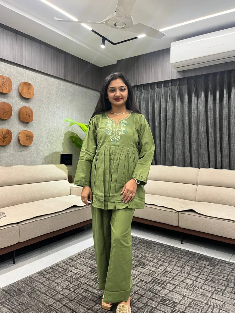 Olive Grace Embroidered Co-Ord Set