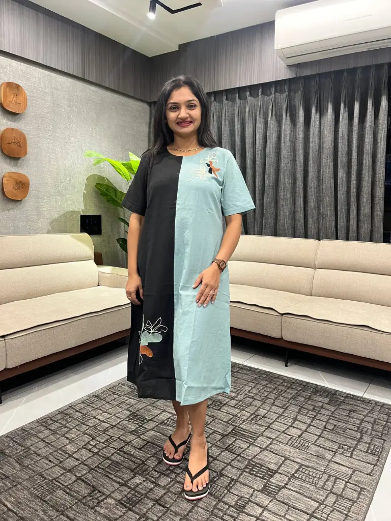 Dual Tone Elegance Cotton Dress