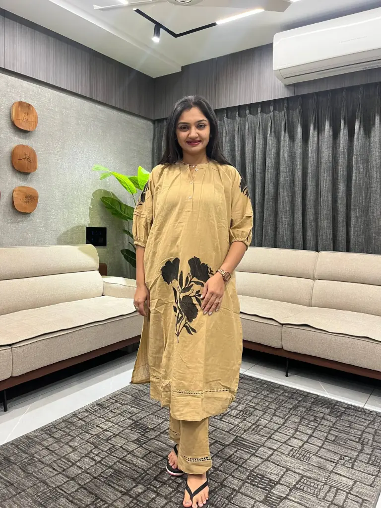 Sand Bloom Cotton Kurta Set