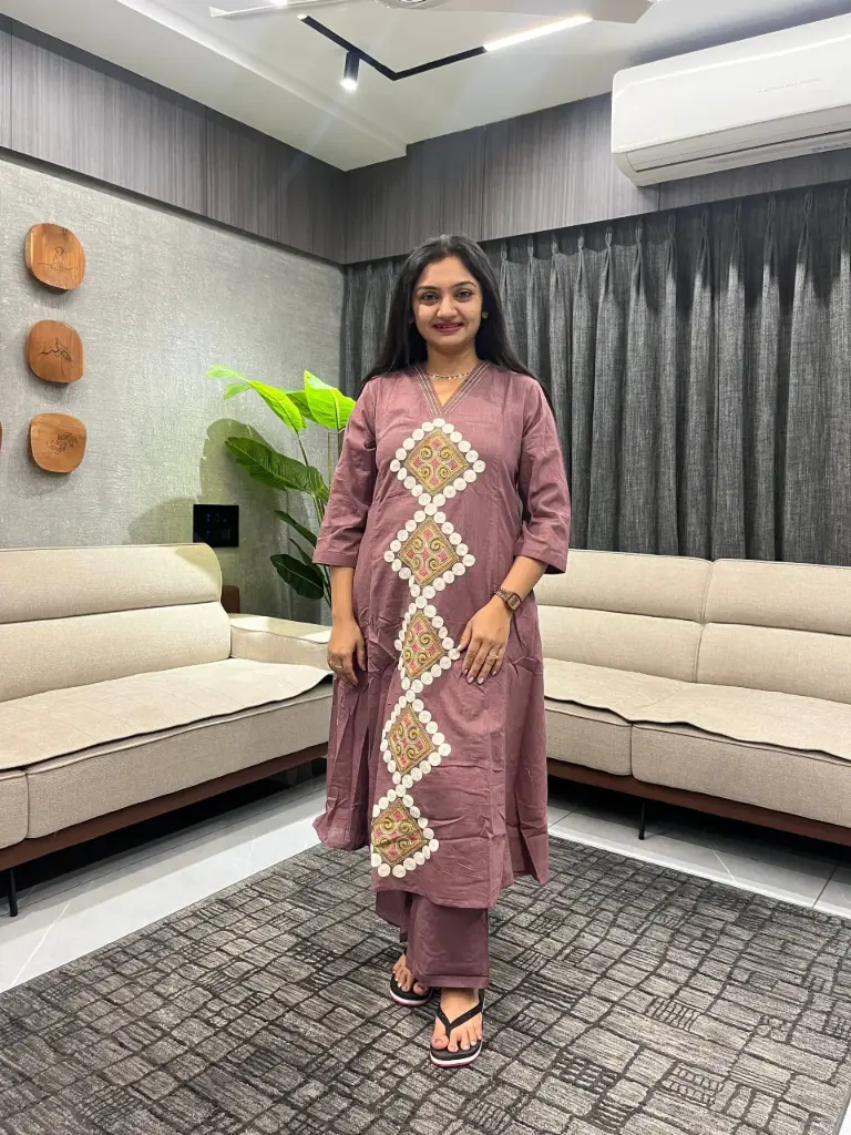 Mauve Heritage Cotton Kurta Set