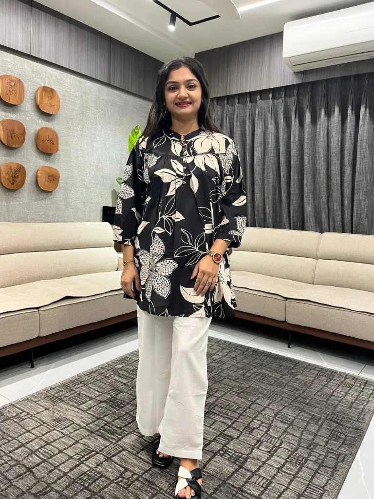 Midnight Bloom Cotton Tunic