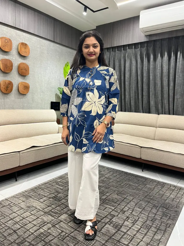 Indigo Bloom Cotton Tunic