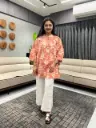 Peach Floral Print Cotton Tunic