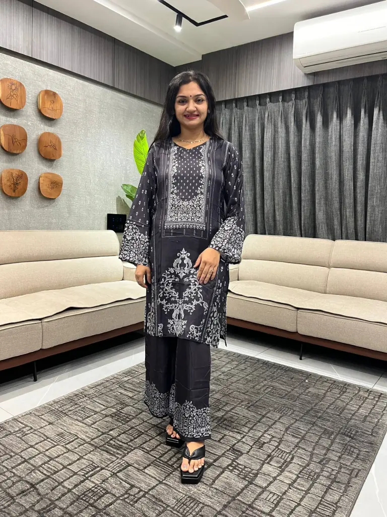 Black Kashmira Print Viscose Muslin Co-ord Set