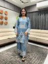 Teal Blue Kashmira Print Viscose Muslin Co-ord Set