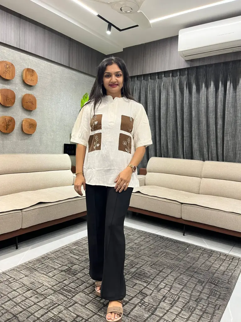 Ivory Meadow Linen Top