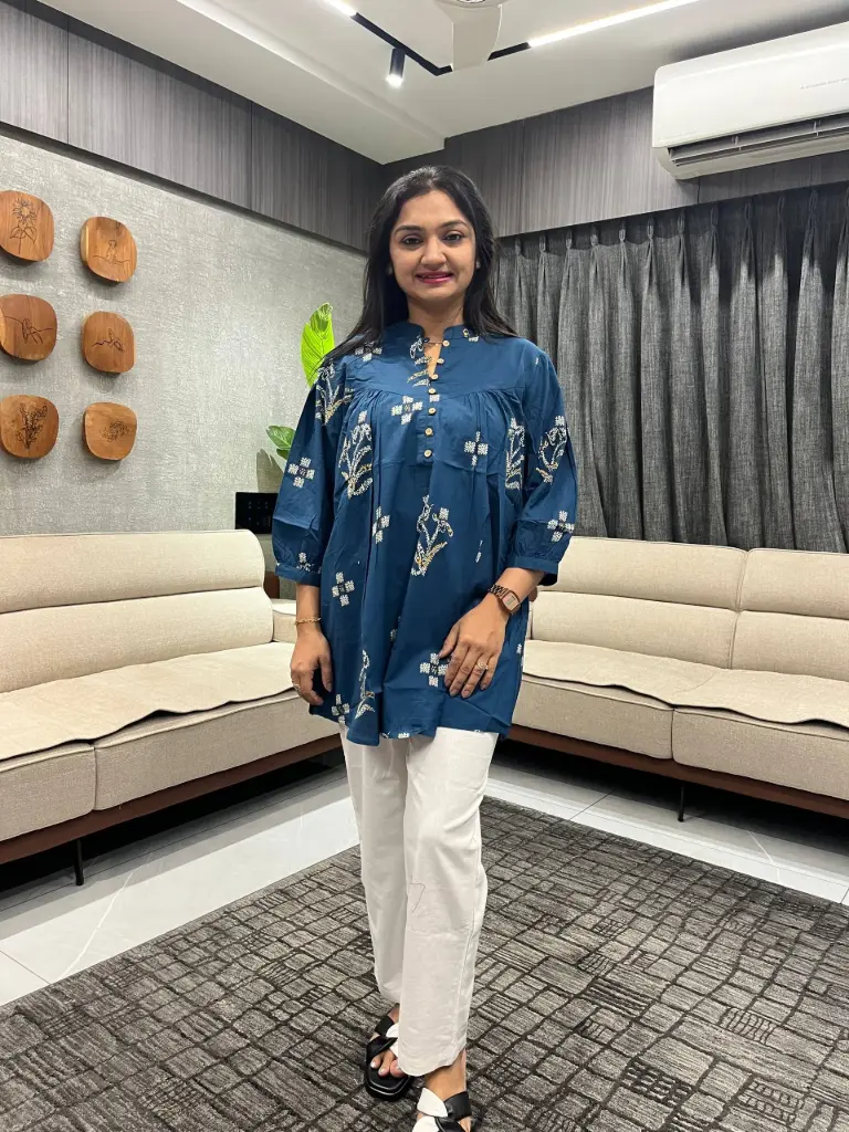 Indigo Bloom Cotton Tunic