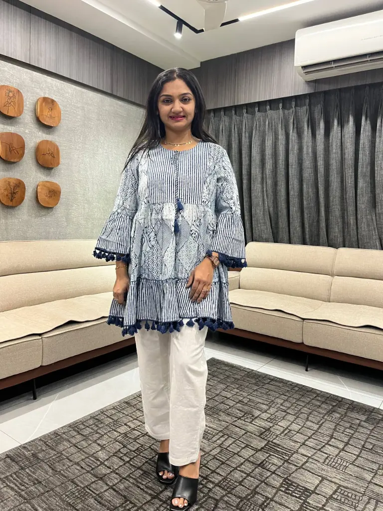 Indigo Line Ajrakh Pure Cotton Tunic