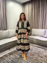 Black Shibori Print Cotton Long Dress
