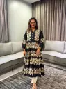Black Shibori Print Cotton Long Dress