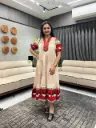 Red & Cream Pure Mull Cotton Midi Dress