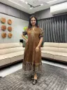 Brown Ajrakh Pure Mull Cotton Midi Dress