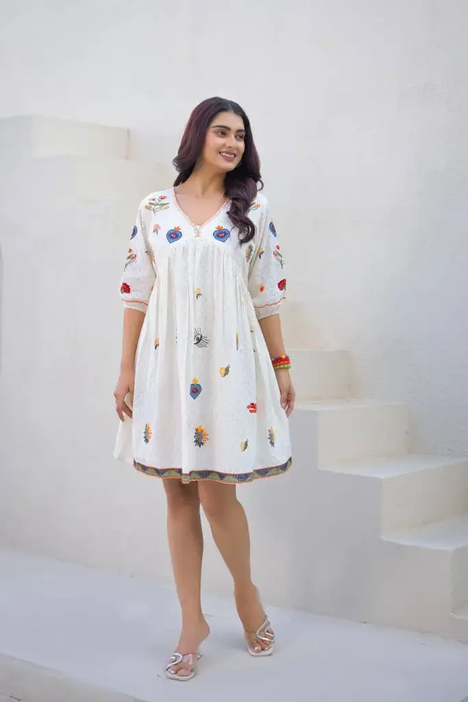 Ivory Bloom Mull Dobby Tunic