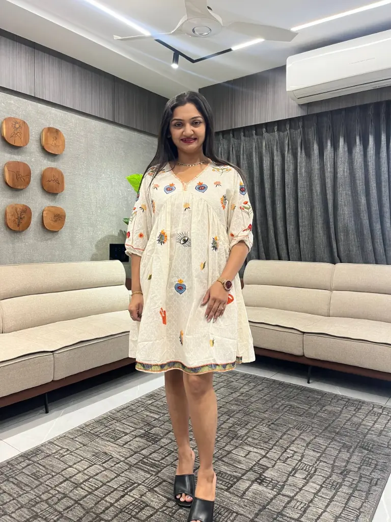 Ivory Bloom Mull Dobby Tunic