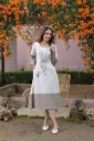 Beige Bloom Cotton Dress