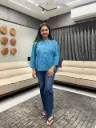 Teal Bloom Cotton Top